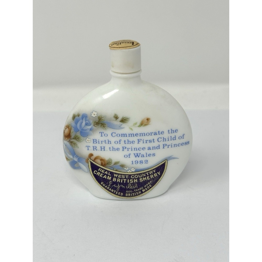 Prince William 1982 Birth Commemorative 2oz Sherry Miniature Pottery Bottle Empt